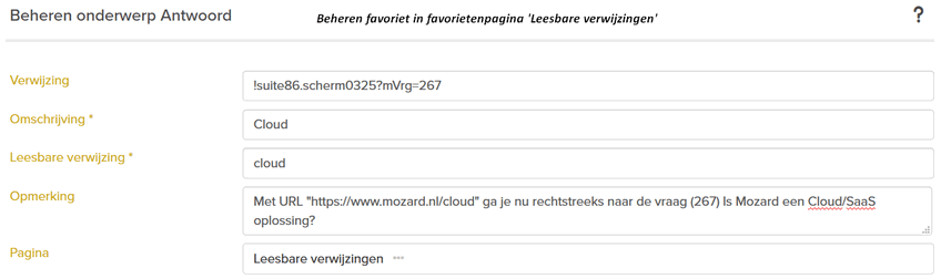 favoriet - leesbare URL