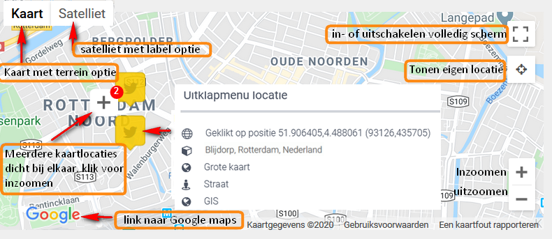 toelichting indeling Kaartlocatie