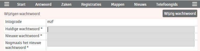 Wijzigen wachtwoord vanuit het profielscherm