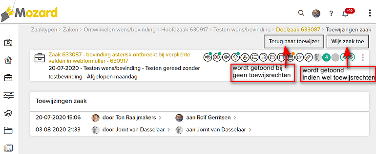 Terug naar toewijzer of wijs zaak toe