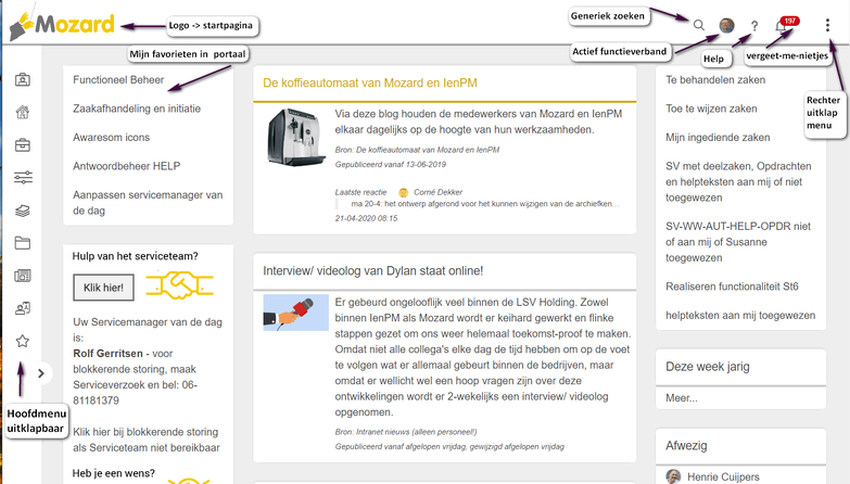 Portaal of startpagina intranet Mozard